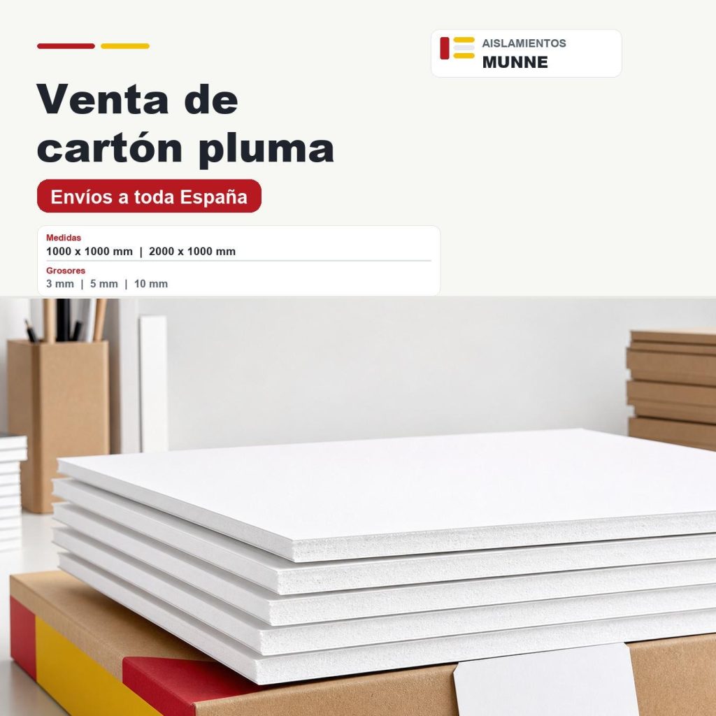 Planchas de cartón pluma de 3, 5 y 10 mm con envío a toda España